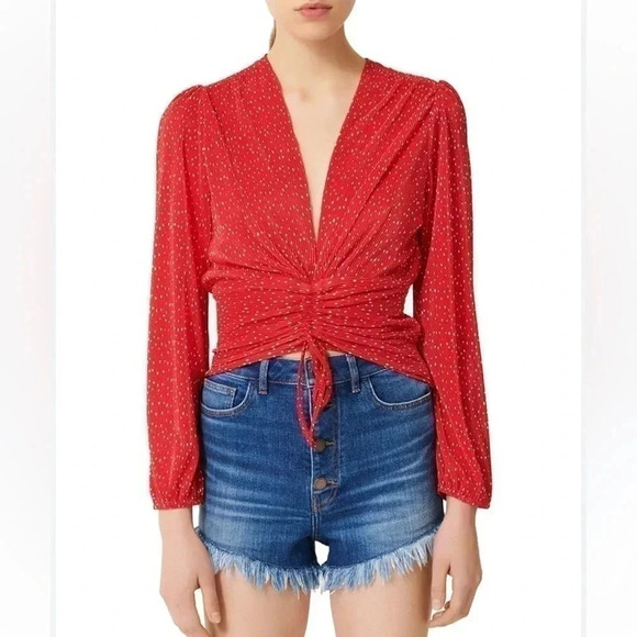 Maje Plunge Neckline Long Sleeve Crop Top- Size S; Excellent Condition - Picture 6 of 11